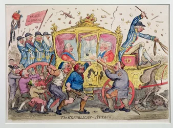 The Republican Attack, publicado por Hannah Humphrey em 1795 (gravura à mão colorida)