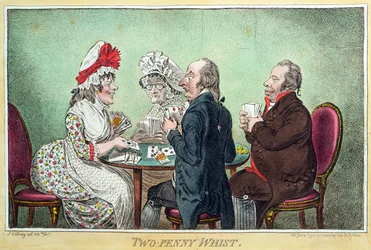 Dois Penny Whist, publicado por Hannah Humphrey em 1796 (gravura, gravura, aquatinta e wc no papel)