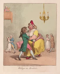 Waltzer no lenço, bar. 1800 (gravura colorida à mão)
