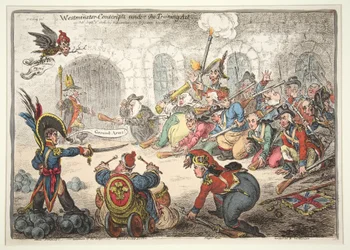 Westminster-conscritos sob o ato do treinamento, 1806 (gravura colorida mão)