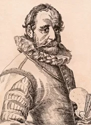 Hans Bol, ilustração de &39;75 retratos de pintores célebres de originais autênticos &39;, publicado em Londres, 1817