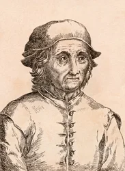 Hieronymus Bosch, ilustração de &39;75 retratos de pintores célebres de originais autênticos &39;, publicado em Londres, 1817