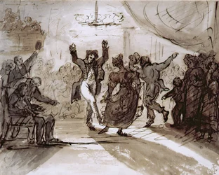 The Hunt Ball, c.1820 (caneta e tinta sépia e papel lavado)