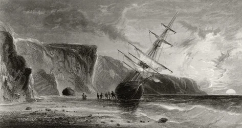Meia-noite em setembro, gravada por G. Ulman, de &39;Arctic Explorations in the Years 1853, 54, 55&39;, Volume I, do doutor Elisha Kent Kane (1820-57) publicou Filadélfia, 1856