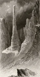 O Monumento de Tennyson, gravado por J. McGoffin, de &39;Explorações Árticas nos Anos 1853, 54, 55&39;, Volume I, pelo Doutor Elisha Kent Kane (1820-57) publicou Filadélfia, 1856