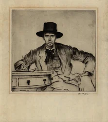 Retrato do gravador J. Hamilton Hay, 1915 (drypoint gravura)