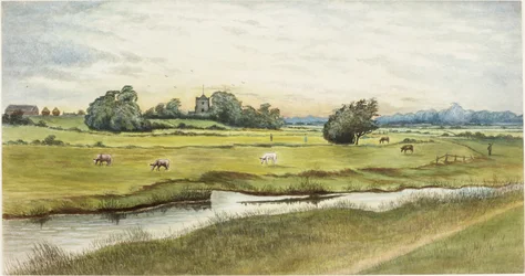 Ryton Meadows (aquarela e bodycolour no papel)