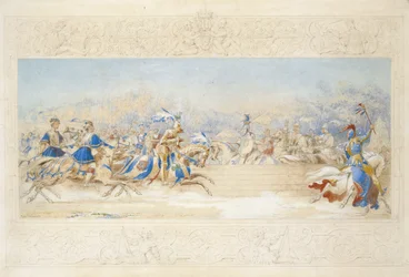 The Joust (lápis, wc e bodycolour no papel)