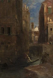 Olhando em direção a São Jorge dos Gregos, Veneza, 1844 (óleo no cartão)