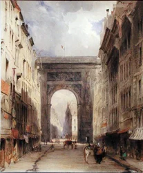 Rue Vivienne e Porte St. Denis, Paris, c.1830 (aguarela sobre papel)