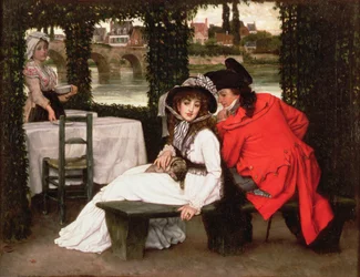 Um Tryst em um café do beira-rio, c.1869