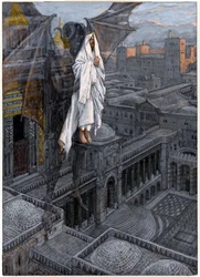 Cristo Levante até um Pináculo do Templo, ilustração para A Vida de Cristo, c.1884-96 (wc e guache no cartão)