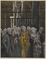 Conspiração dos judeus, ilustração da Vida de Nosso Senhor Jesus Cristo, 1886-94 (wc sobre grafite sobre papel)