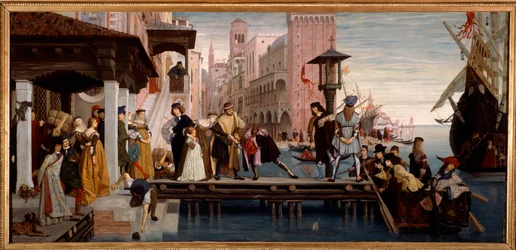 Partida da criança pródiga. Pintura de Jacques Joseph (Jacques-Joseph) Tissot dit James Tissot (1836-1902), Ec. Pe.