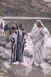 Alimente meus cordeiros, ilustração para a vida de Cristo, c.1884-96 (wc e guache no cartão)