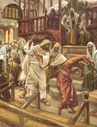 Jesus cura um homem possuído por um demónio na sinagoga, ilustração para «La Vie de notre Seigneur Jésus-Christ», publicada em Tours em 1896