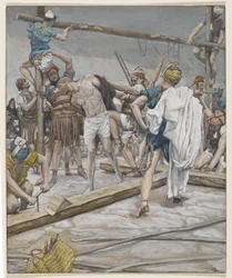 Jesus Despojado de Suas Roupas, ilustração da Vida de Nosso Senhor Jesus Cristo, 1886-94 (wc sobre grafite sobre papel)