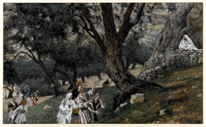 Jesus saiu para um lugar deserto, ilustração para a vida de Cristo, c.1884-96 (wc e guache sobre papelão)