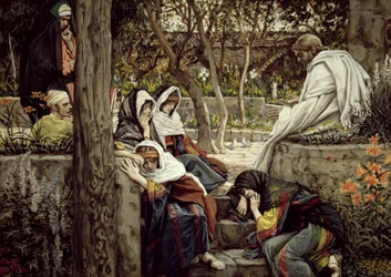 Jesus em Betânia, ilustração para a vida de Cristo, c.1886-96 (guache no cartão)