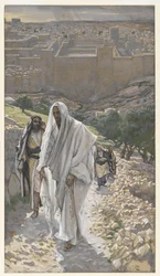 Jesus vai na noite a Betânia, ilustração da vida de nosso senhor Jesus Cristo, 1886-94 (wc sobre o grafite no papel)