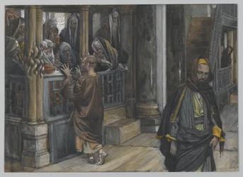 Judas vai para o encontrar os judeus, ilustração da vida de nosso Senhor Jesus Cristo, 1886-94 (wc sobre grafite no papel)