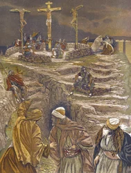 Oh, meu Deus! Oh, meu Deus! Porque me abandonaste? - Eloi! Eloi! Lama Sabachthani! - de "A Vida de Nosso Senhor Jesus Cristo" - 1899 por James Tissot - A Vida de Nosso Senhor Jesus Cristo, por Jacques Joseph (Jacques Joseph) Tissot dit James Tissot (1836-1