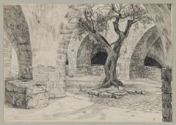 Out-edifício do convento armênio, Jerusalém, ilustração da vida de nosso Senhor Jesus Cristo (tinta sobre papel)