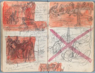 Páginas de um álbum de Esboços para a vida de Nosso Senhor Jesus Cristo, final da década de 1880 (grafite e tinta sobre papel)
