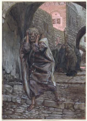 Pedro saiu e chorou amargamente, ilustração para a vida de Cristo, c.1886-94 (wc & guache no cartão)