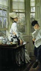 Lendo as notícias, 1874.