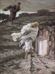 São Pedro e São João Corra para o túmulo, ilustração para a vida de Cristo, c.1886-94 (wc & guache no cartão)