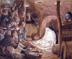 A Adoração dos Pastores, ilustração para A Vida de Cristo, c.1886-94 (guache sobre papelão)