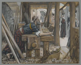 A ansiedade de São José, ilustração da Vida de Nosso Senhor Jesus Cristo (wc sobre grafite sobre papel)