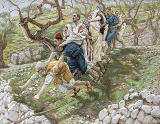 O cego guiando o cego, ilustração para a vida de Cristo, c.1886-94 (wc & guache no cartão)