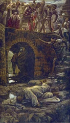 The Bridge over the Brook Kedron - from "The Life of Our Lord Jesus Christ" - 1899 por James Tissot - La vie de notre seigneur Jesus Christ, por Jacques Joseph (Jacques-Joseph) Tissot dit James Tissot (1836-1902)