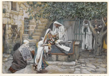 A Filha de Jairo, ilustração da Vida de Nosso Senhor Jesus Cristo (wc sobre grafite sobre papel)