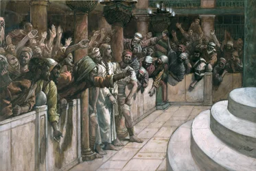 A testemunha falsa, ilustração para a vida de Christ, c.1884-96 (wc & gouache no paperboard)