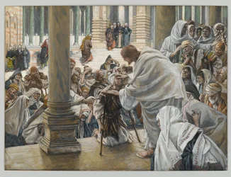 A cura do coxo no templo, ilustração para A vida de Cristo, c.1886-94 (wc e guache no cartão)