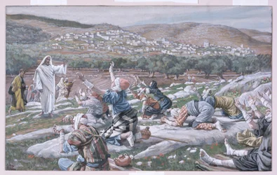 A cura dos leprosos, ilustração para A vida de Cristo, c.1886-94 (wc e guache sobre papelão)