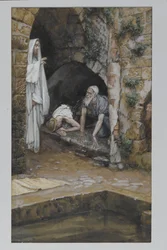 O homem com uma enfermidade, ilustração da Vida de Nosso Senhor Jesus Cristo (wc sobre grafite sobre papel)