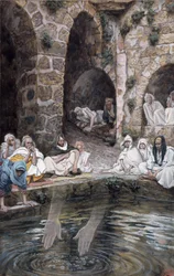 A piscina de Bethesda, ilustração para a vida de Cristo, c.1886-94 (wc e guache no cartão)