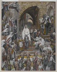 A Procissão nas Ruas de Jerusalém, ilustração da Vida de Nosso Senhor Jesus Cristo, 1886-94 (wc sobre grafite sobre papel)