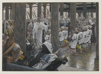A Procissão no Templo, ilustração da Vida de Nosso Senhor Jesus Cristo, 1886-94 (wc sobre grafite sobre papel)
