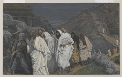 As Protestações de São Pedro, ilustração da Vida de Nosso Senhor Jesus Cristo, 1886-94 (wc sobre grafite sobre papel)