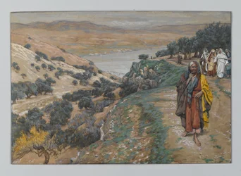 O Jovem Rico Partiu Doloroso, ilustração da Vida de Nosso Senhor Jesus Cristo, 1886-96 (wc sobre grafite sobre papel)