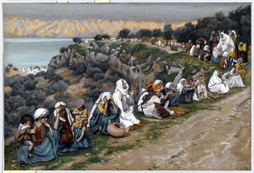 O doente esperando por Jesus para passar, ilustração para a vida de Cristo, c.1884-96 (wc & guache no cartão)