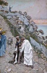 Os Suínos Conduzidos ao Mar, ilustração para A Vida de Cristo, c.1886-94 (wc e guache sobre papelão)