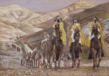 Os homens sábios que viajam a Belém, ilustração para a vida de Cristo, c.1886-94 (guache no cartão)