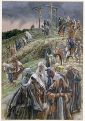 As pessoas, vendo as coisas que foram feitas, feriram seus seios, ilustração para A Vida de Cristo, c.1886-96 (guache sobre papelão)