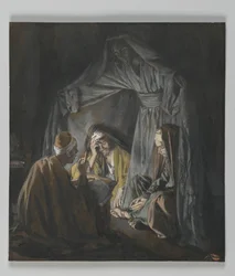 Dois ou Três Recolhidos em Meu Nome, ilustração da Vida de Nosso Senhor Jesus Cristo (wc sobre grafite sobre papel)